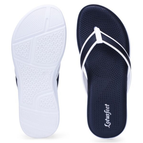 Women Light Weight White Stripped Slipper