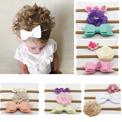 Fashion 2018 3Pcs Kids Elastic Floral Headband