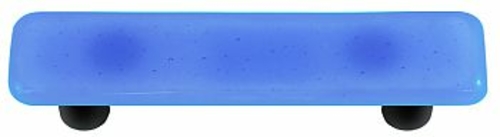 Hot Knobs HK1028-PB Light Sky Blue Rectangle Glass Cabinet Pull - Blac