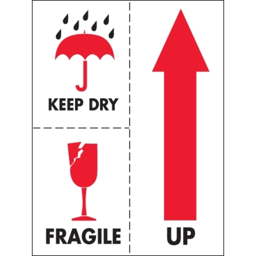 Tape Logic DL2152 3 x 4 in. - Keep Dry Fragile Labels, Red, Wh