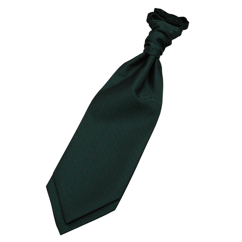 Greek Key Pre-Tied Ruche Cravat - Dark Green
