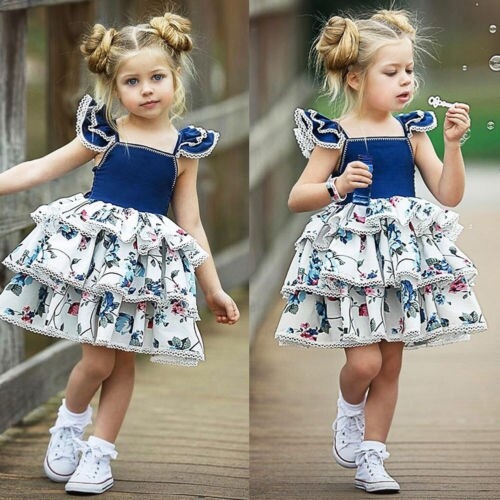 Kids Baby Girls Floral Sundress Pageant Party