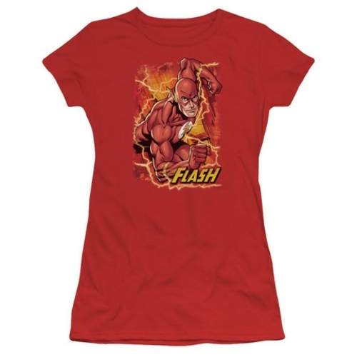 Trevco Jla-Flash Lightning Short Sleeve Junior Sheer Tee- Red - Large