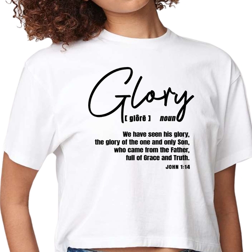 Womens Cropped Graphic T-shirt - Glory - Christian Inspiration - Black