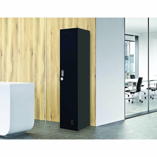 Black One-Door Office Gym Shed Clothing Locker Cabinet - 4-Digit