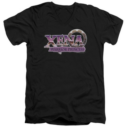 Trevco Xena-Logo Short Sleeve Adult 30-1 V-Neck Tee, Black - Mediu