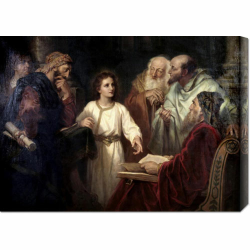 Heinrich Hofmann 'Christ in the Temple at 12' Stretched Canv