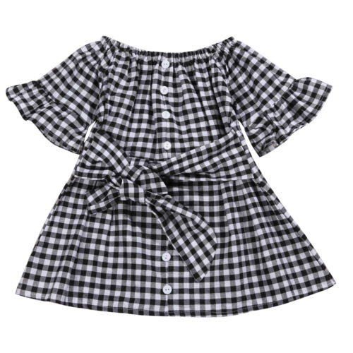 Toddler Baby Kids Girl Black White Plaid