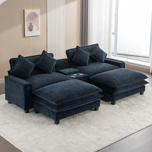 112.6" Sectional Sofa Chenille Upholstered Sofa with Two Removable