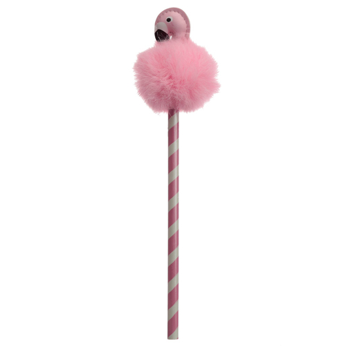 Fun Flamingo Pom Pom Pencil with Topper