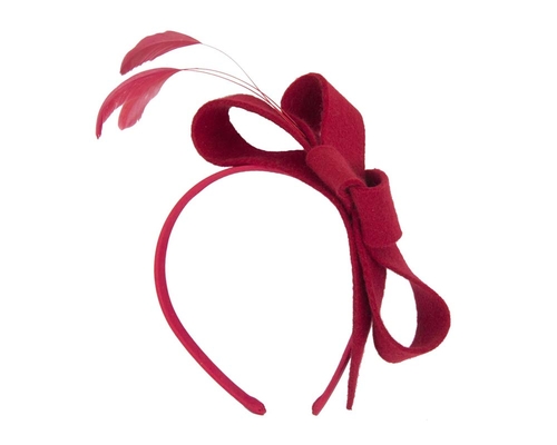 Red felt bow winter racing fascinator