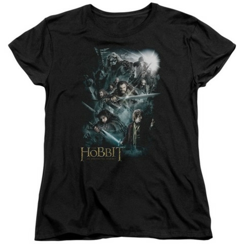 Trevco The Hobbit-Epic Adventure Short Sleeve Womens Tee- Black - Larg