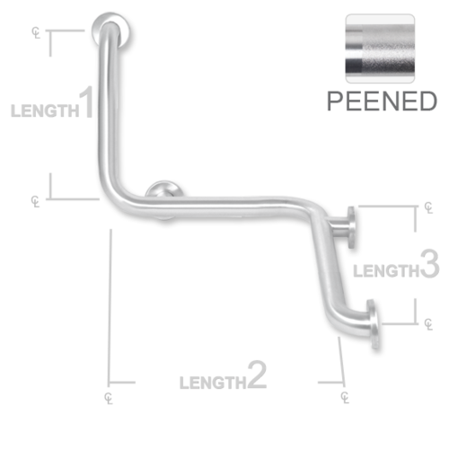 AJW UG3X-L402032L 40 X 20 X 32 In. Concealed Snap Flange Left Grab Bar