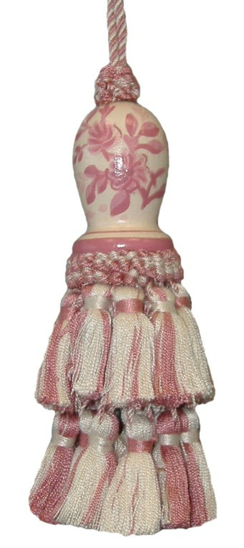 123 Creations C091R.6 Inch Toile-Rose - Hand Painted Tassel