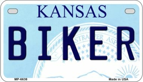 Smart Blonde MP-6638 7 x 4 in. Biker Kansas Novelty Metal Motorcycle P