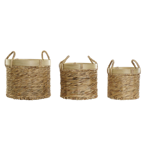 Basket set DKD Home Decor Bamboo Tropical Rushes (35 x 35 x 30,5 cm)