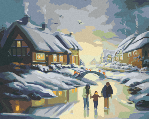 Zuty - Paint by Numbers - ICE SKATERS AND HOUSES (D. RUSTY RUST),