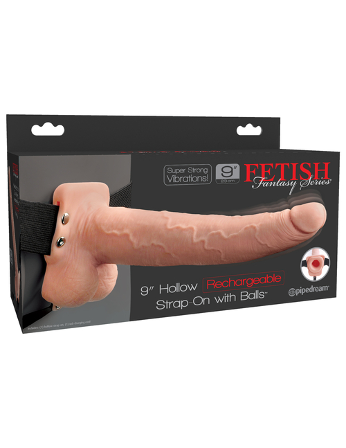 Fetish Fantasy Series 9" Hollow Rechargeable Strap-on With Balls -