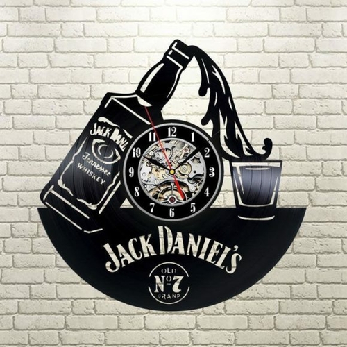 JACK DANIELS DESIGN HANDMADE VINYL RECORD WALL CLOCK