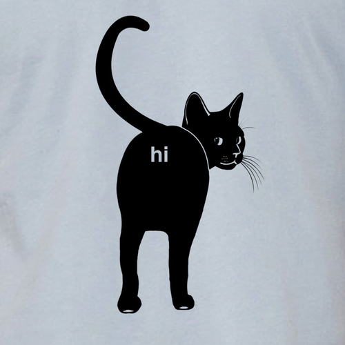 Cat Butt Hi Shirt- Funny Guys Kitten Hello Joke Tee Shirt- Cat Lover G