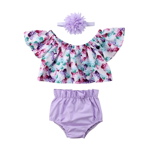 Summer 3PCS Baby Cute Girls Flower Tops