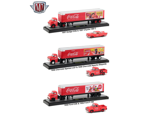 Auto Haulers \Coca-Cola\" 3 Trucks Set 1/64 Diecast Models by M2