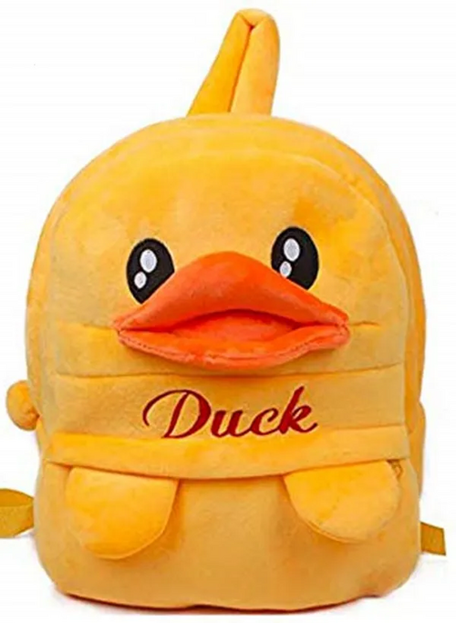 Yellow Duck Soft Velvet Kids School Bag Nursury Class To 5 | Size 14