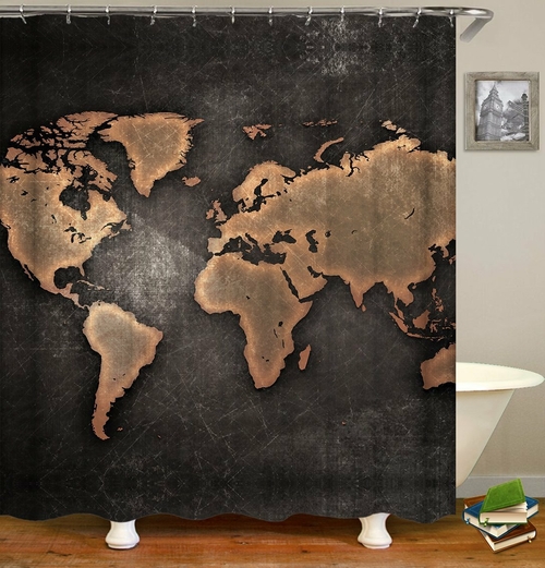 Outlines World Map Blackboard Shower Curtain