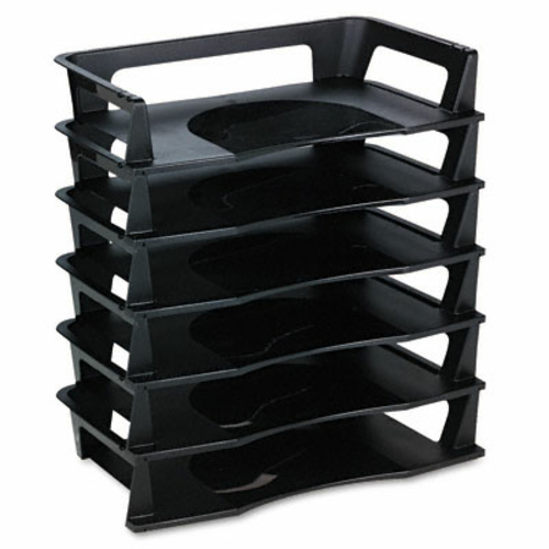 Rubbermaid 86028 Regeneration Letter Tray  Six-Tier  Plastic  Black