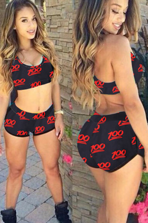 100 Score Print Sporty Bathing Suit