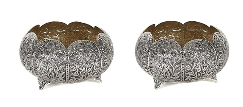 Silver Plated Brass Urli Showpiece Tradition PACK OF 2 SILVER