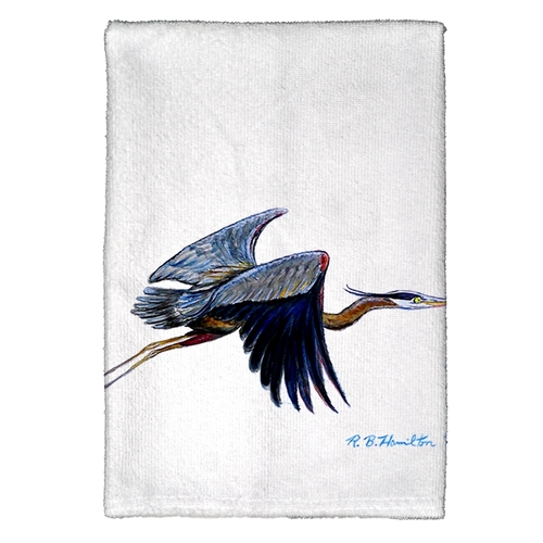 Betsy Drake KT327 Eddies Blue Heron Kitchen Towel