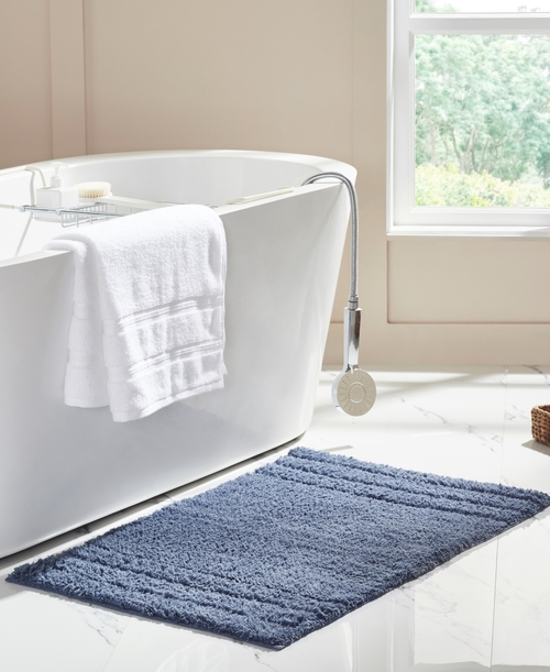 Olivia Gray RGE081150 17 x 24 in. Erin Cotton Bath Rug, Slate Blue