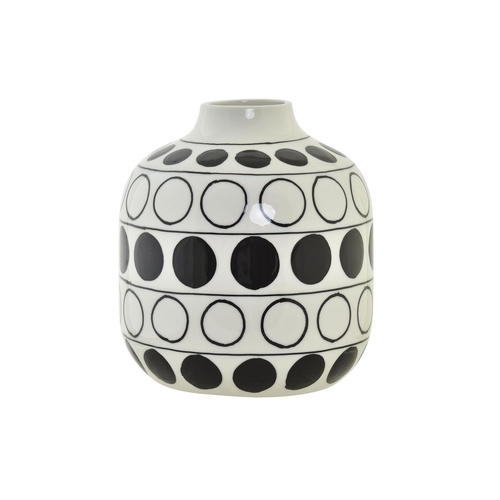 Vase DKD Home Decor Porcelain Black White Modern Circles 16 x 16 x 18