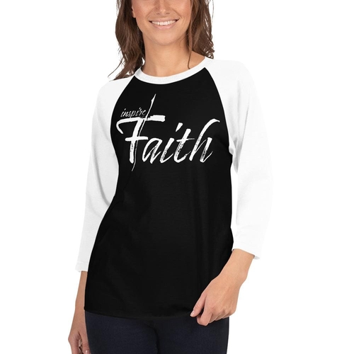 Womens Raglan Tee - Inspire Faith Graphic Pullover Baseball Shirt