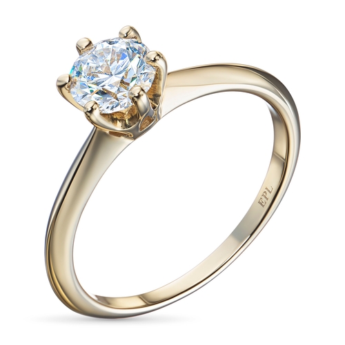 Yellow Gold Ring with 1 Round-Cut Lab-Created Diamond 0.75 CT.TW