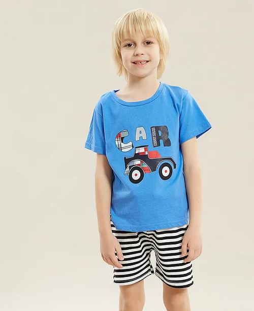 Half Sleeves T-Shirt & Shorts Set Car Print (Size-4-5YEAR)