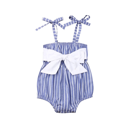 0 24M Baby Bowknot Stripes Bodysuit Clothes