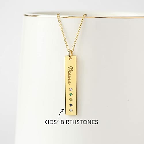 Mom Necklace Birthstone, Birthstone Bar Necklace, Mom Jewelry