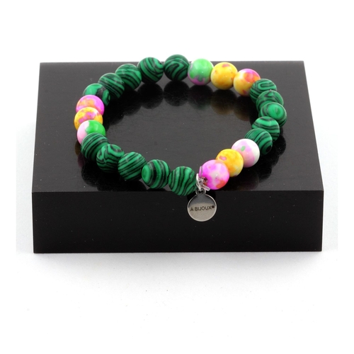 Malachite + Purple Yellow + Yellow Pink + Pink Green Jasper Bracelet