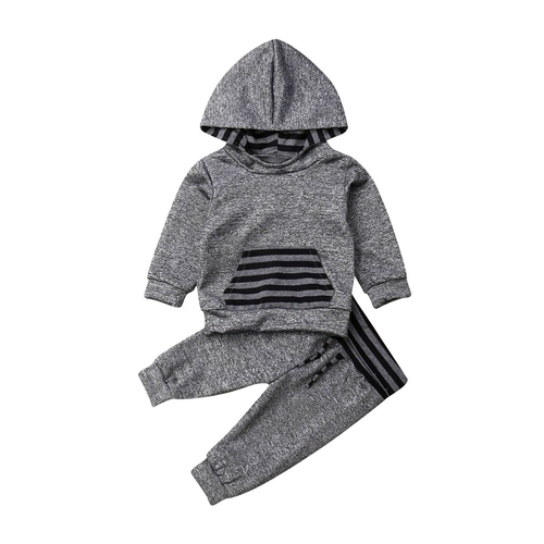 Newborn Infant Baby Boy Clothes Sets Grey Striped