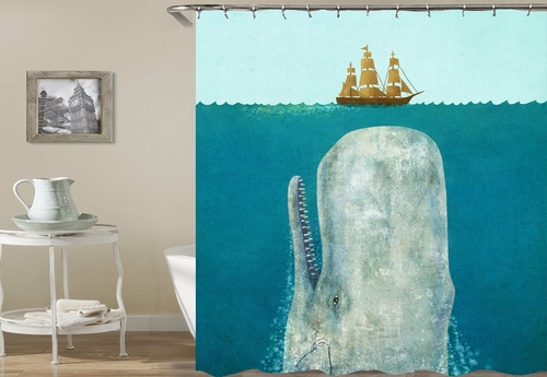 Whale The Sea Monster Shower Curtain