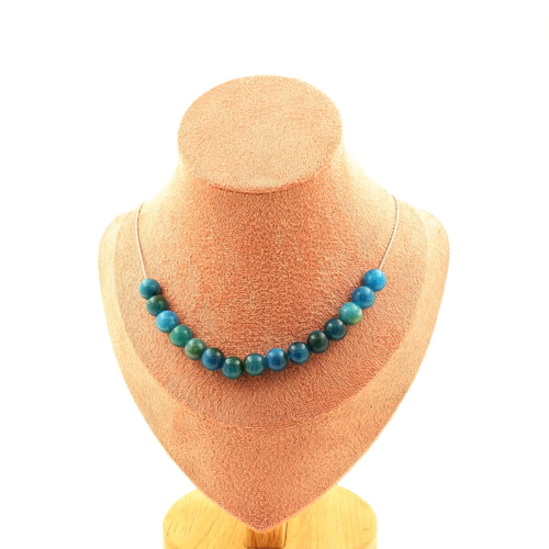 Apatite 15 beads 8 mm necklace.