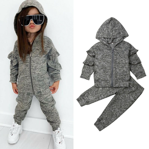 Cool Kids Baby Girl Clothes Sets Grey Ruffle