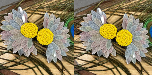 Elegant Grey Half Flower Design Beads Earrings PACK OF 2