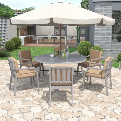 Outdoor Dinning Set 6-Person Outdoor Wooden Dinning Set with an