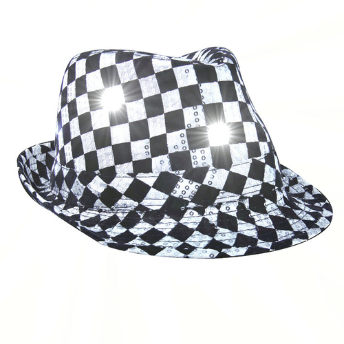 Blinkee 3995449 Light Up LED Flashing Fedora Hat with Checkered Sequin