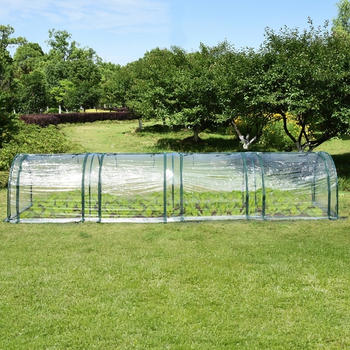 Outsunny 13'Lx3.25'Wx2.5'H Transparent PVC Tunnel Greenhouse Planting