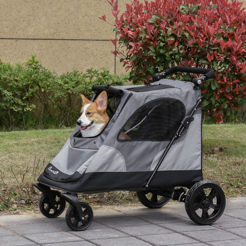 PawHut Pet Stroller Foldable Dog Cat Travel Carriage with Adjustable