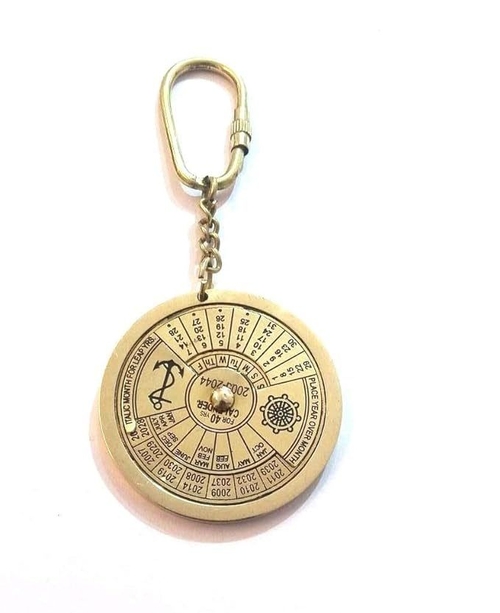 Style Brass Golden Key-Chain Calendar Antique Beautiful